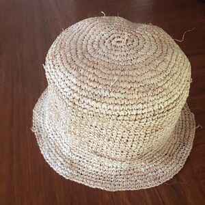 Natural Beige Woven Straw Bucket Hat